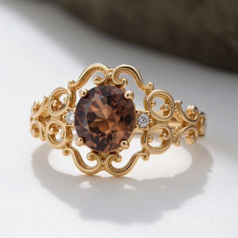 Sotiya Rococo Oval Cut Coffee Engagement Ring Sterling Silver-Sotiya