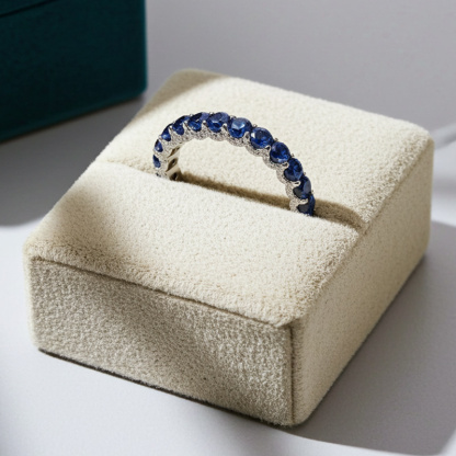 Sotiya Round Cut Three Sided Pave Eternity Ring Sterling Silver-Sotiya