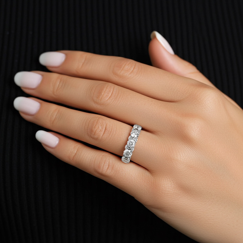 Sotiya Fully Inlaid Women's Wedding Ring Eternity Band Sterling Silver-Sotiya