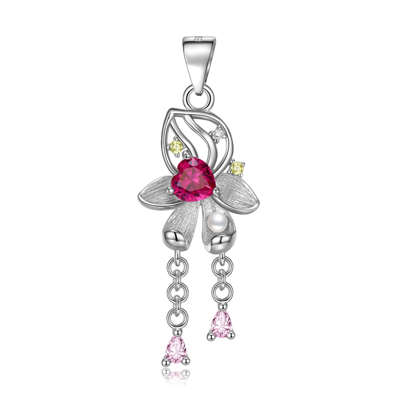 Sotiya Personalized 12 Birthstones Birth Month Flower Necklace Sterling Silver-Sotiya