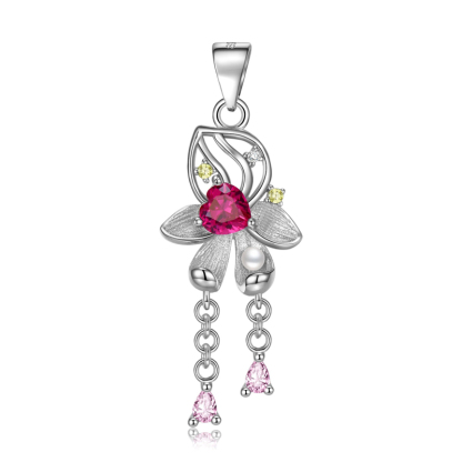 Sotiya Personalized 12 Birthstones Birth Month Flower Necklace Sterling Silver-Sotiya