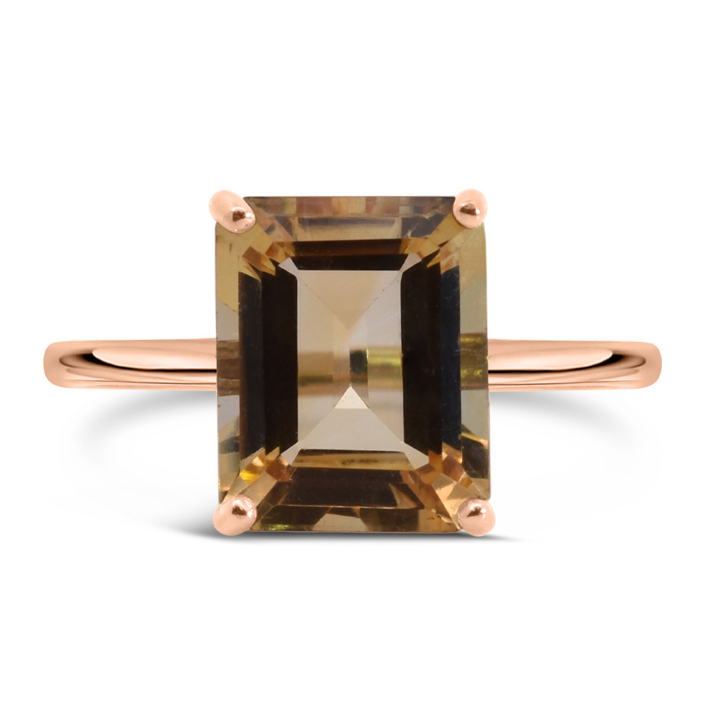 Sotiya Solitaire Coffee Emerald Cut Engagement Ring Sterling Silver-Sotiya