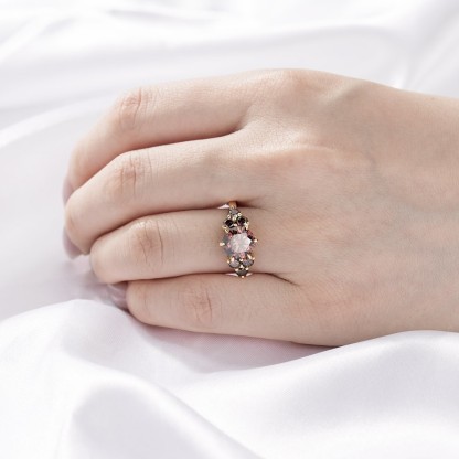 Sotiya Sidestone Round Cut Chocolate Engagement Ring Sterling Silver