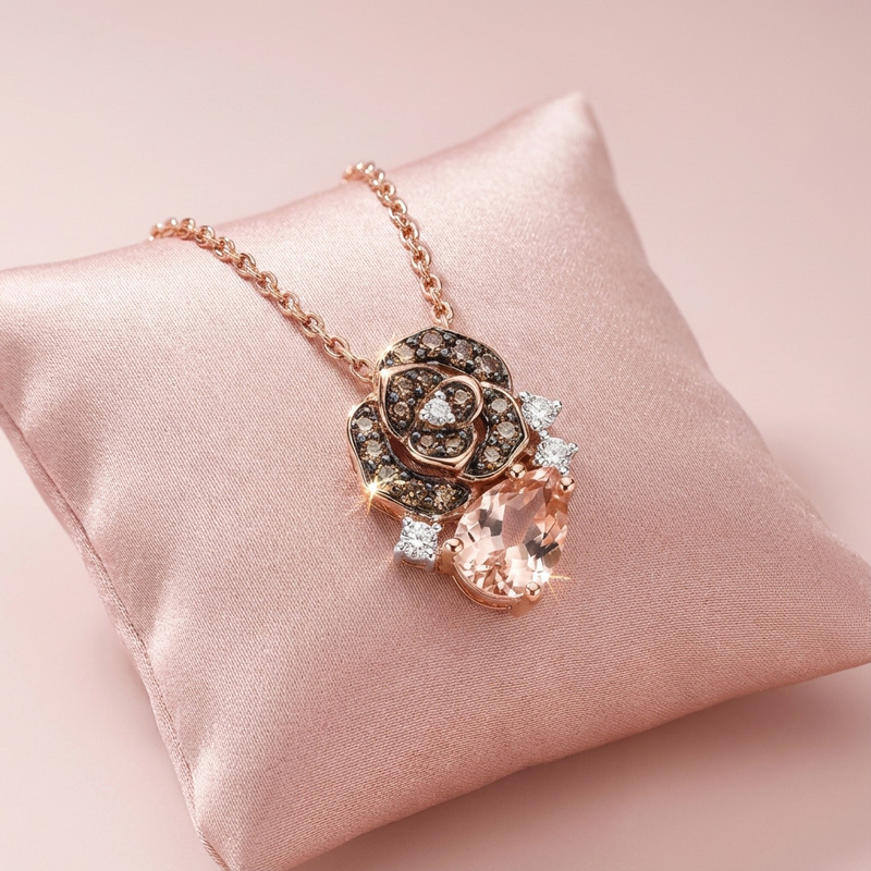Sotiya Rose Synthetic Morganite Pear Cut Necklace Sterling Silver-Sotiya
