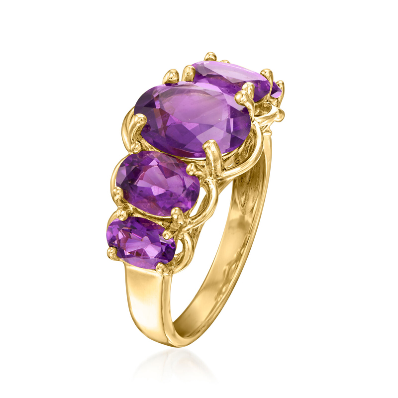 Sotiya Amethyst Five-Stone Oval Engagement Ring in 18kt Gold Over Sterling Silver-Sotiya