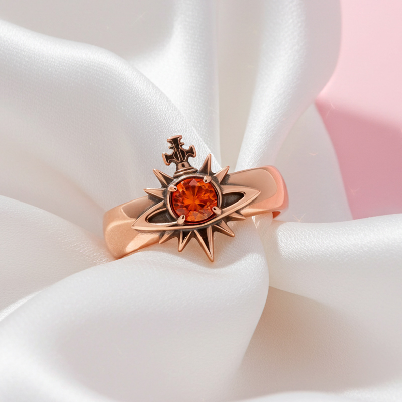 Sotiya Duskendale Pierced Sun Round Cut Cocktail Ring Sterling Silver-Sotiya