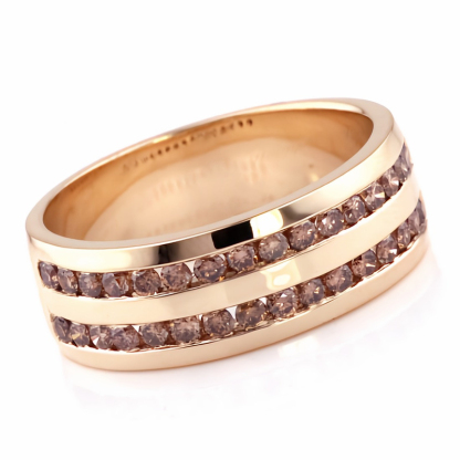 Sotiya Two Row Coffee Stone Men's Wedding Ring Sterling Silver-Sotiya