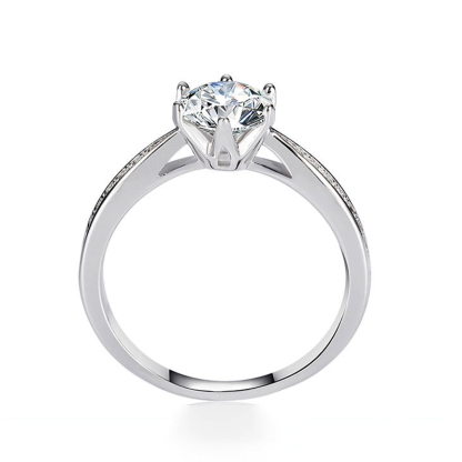 Sotiya Cathedral 6 Prong Round Cut Moissanite Engagement Ring Sterling Silver-Sotiya
