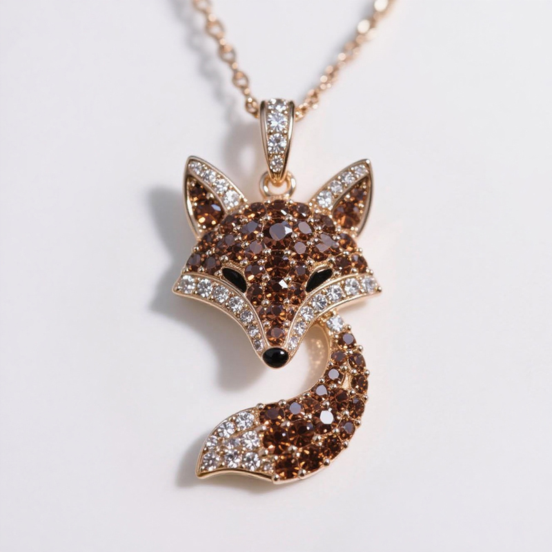 Sotiya Animal City Fox Design Coffee Pendant Necklace-Sotiya