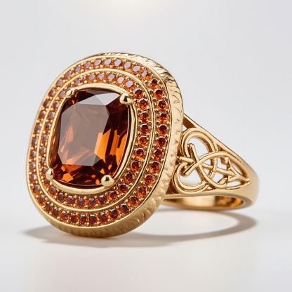 Sotiya Best Buds Princess Inspired Celtic Triple Spiral Knot Design Double Halo Coffee Cushion Cut Engagement Ring Sterling Silver-Sotiya