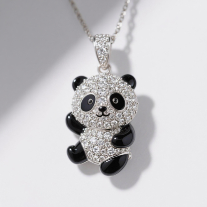 Sotiya Panda Black Enamel Pendant Necklace-Sotiya