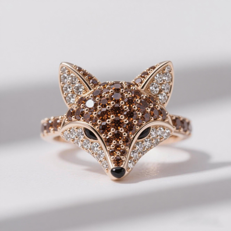 Sotiya Animal City Fox Design Coffee Cocktail Ring-Sotiya