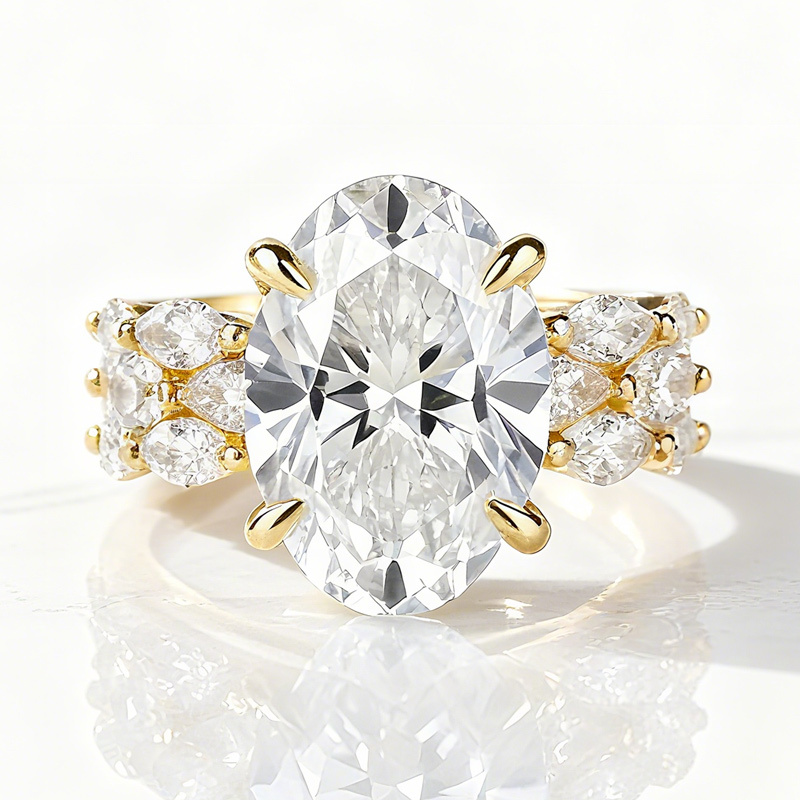 Sotiya 3PC Oval Cut Flower Prongs Wedding Bridal Ring Set Sterling Silver-Sotiya