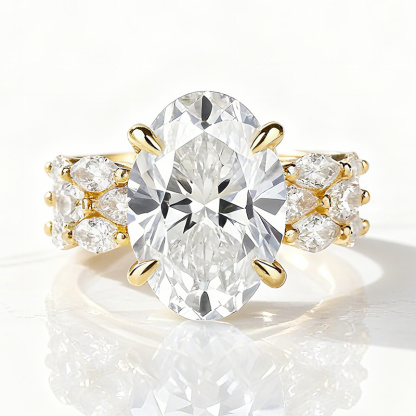 Sotiya 3PC Oval Cut Flower Prongs Wedding Bridal Ring Set Sterling Silver-Sotiya