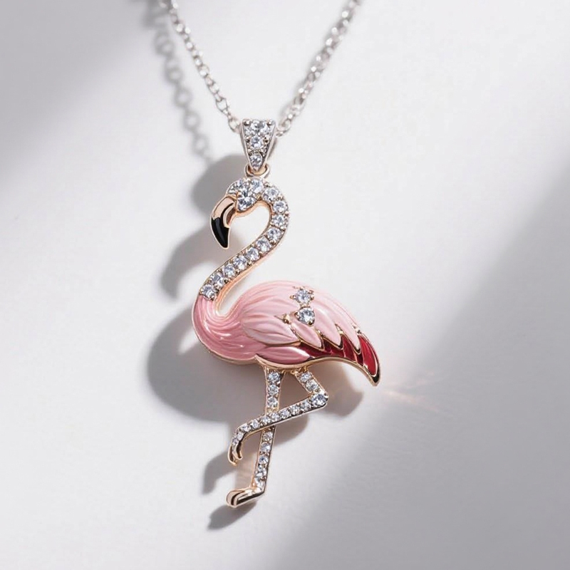 Sotiya Flamingo Pink Enamel Pendant Necklace-Sotiya