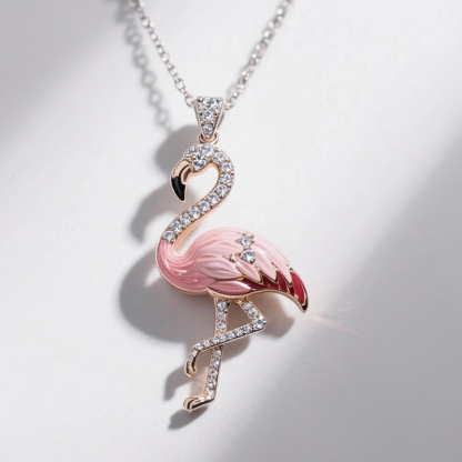 Sotiya Flamingo Pink Enamel Pendant Necklace-Sotiya