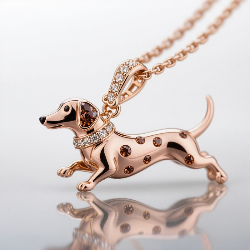 Sotiya Best Buds Dachshund Chocolate Necklace Sterling Silver-Sotiya