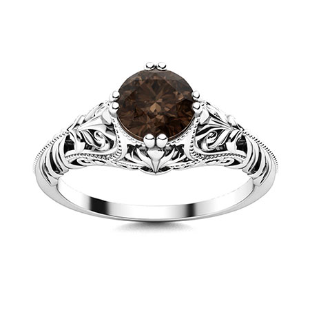 Sotiya Vintage Solitaire Coffee Round Cut Engagement Ring Sterling Silver