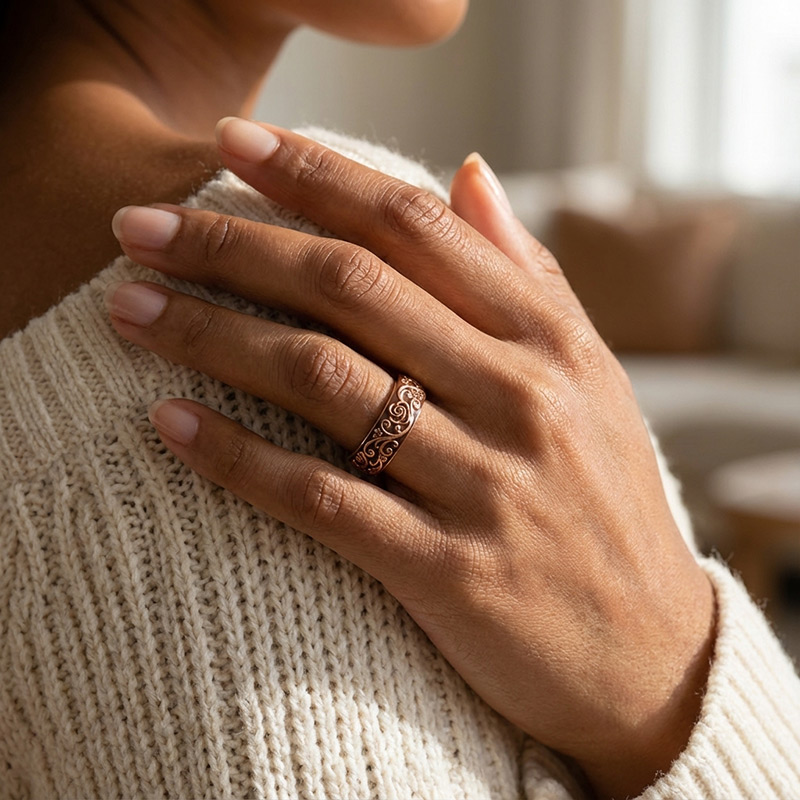 Sotiya Victorian Rococo Flower Enamel Round Cut Coffee Women's Wedding Ring Sterling Silver-Sotiya