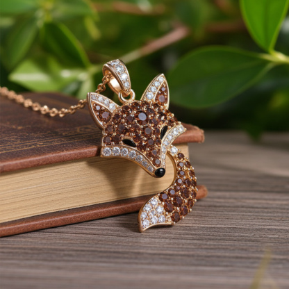 Sotiya Animal City Fox Design Coffee Pendant Necklace-Sotiya