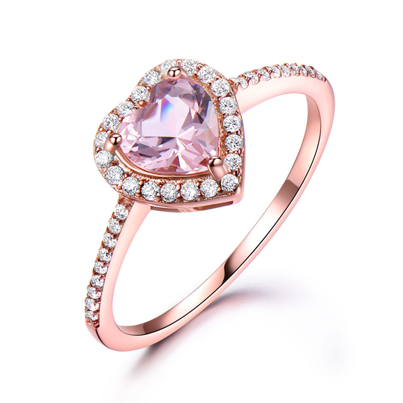 Sotiya Synthetic Morganite Halo Heart Cut Engagement Ring Sterling Silver