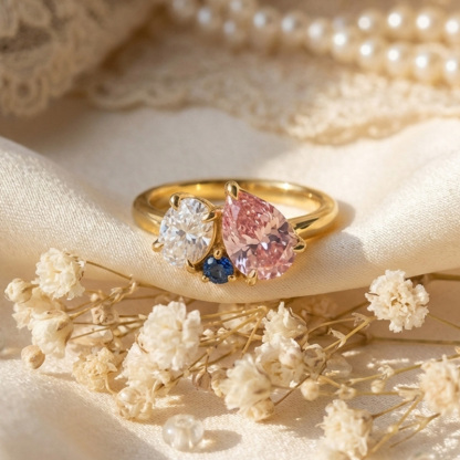 Sotiya Toi et Moi Oval and Pear Cut Coffee Cluster Ring Sterling Silver