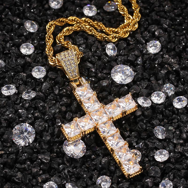Sotiya Radiant Cut Cross Design Faith Men's Necklace-Sotiya