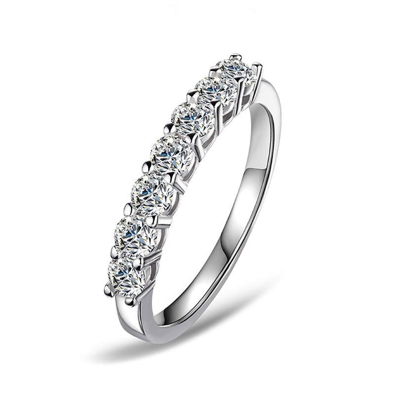 Sotiya Round Cut Moissanite Anniversary Ring Sterling Silver-Sotiya