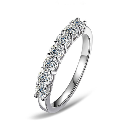 Sotiya Round Cut Moissanite Anniversary Ring Sterling Silver-Sotiya