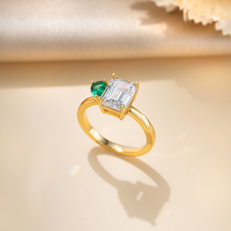 Sotiya Personalized Toi et Moi Emerald and Pear Cut Two Stone Engagement Ring-Sotiya