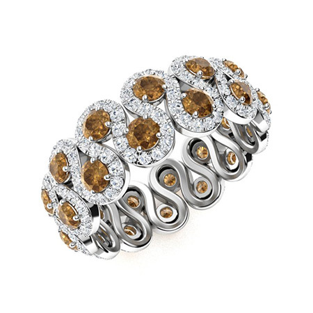 Sotiya S-shaped Round Cut Coffee Eternity Ring Sterling Silver-Sotiya