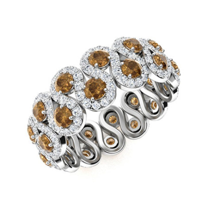 Sotiya S-shaped Round Cut Coffee Eternity Ring Sterling Silver-Sotiya