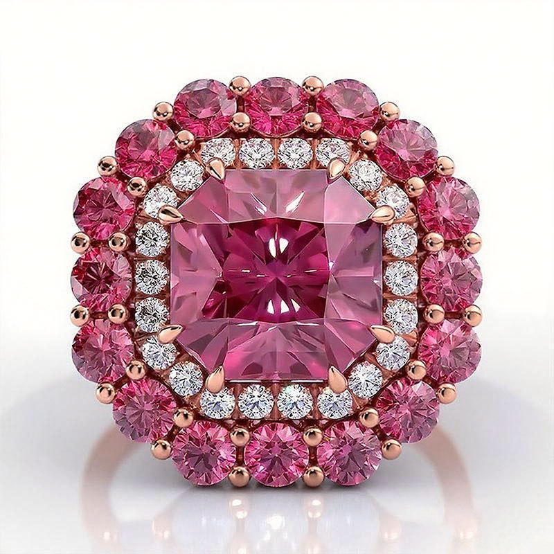 Sotiya Cathedral Double Halo Amethyst Purple Asscher Cut Engagement Ring Sterling Silver-Sotiya