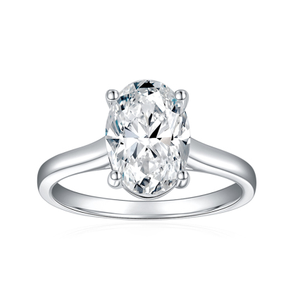 Sotiya Cathedral Solitaire Oval Cut Moissanite Engagement Ring Sterling Silver-Sotiya