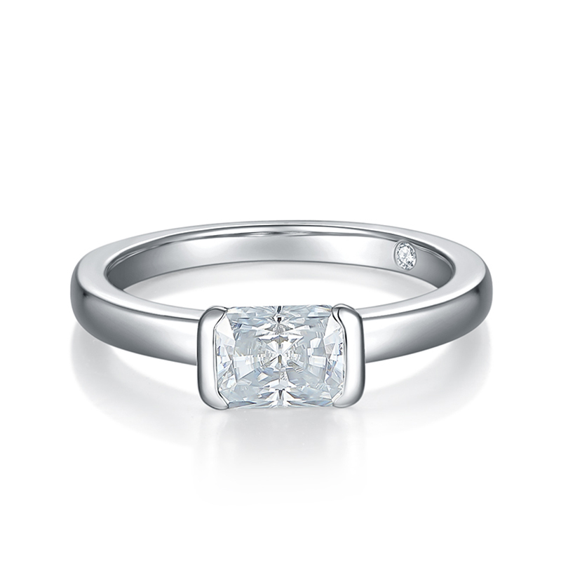 Sotiya Tension Set Radiant Cut Moissanite Engagement Ring Sterling Silver-Sotiya