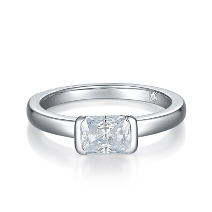 Sotiya Tension Set Radiant Cut Moissanite Engagement Ring Sterling Silver-Sotiya