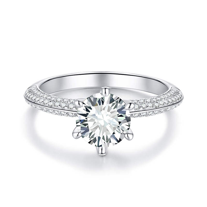 Sotiya Crown Design Round Cut Moissanite Engagement Ring Sterling Silver-Sotiya