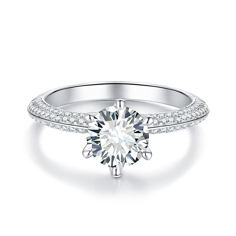 Sotiya Crown Design Round Cut Moissanite Engagement Ring Sterling Silver-Sotiya