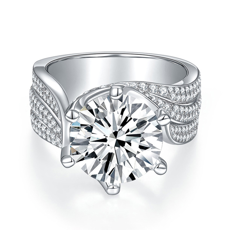 Sotiya Wide Twist Round Cut Moissanite Engagement Ring Sterling Silver-Sotiya