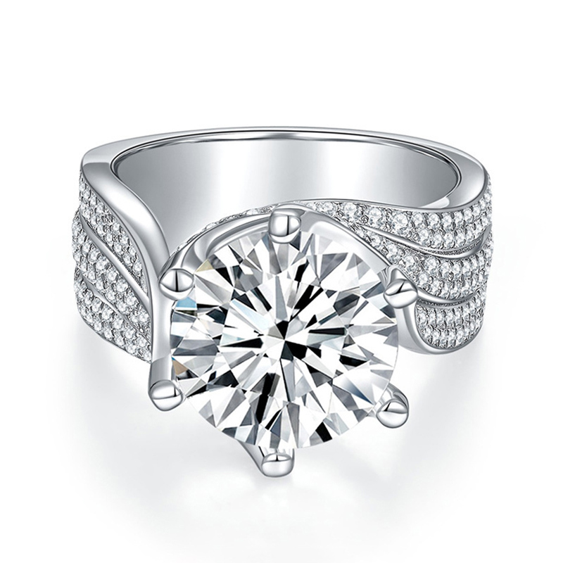 Sotiya Wide Twist Round Cut Moissanite Engagement Ring Sterling Silver-Sotiya