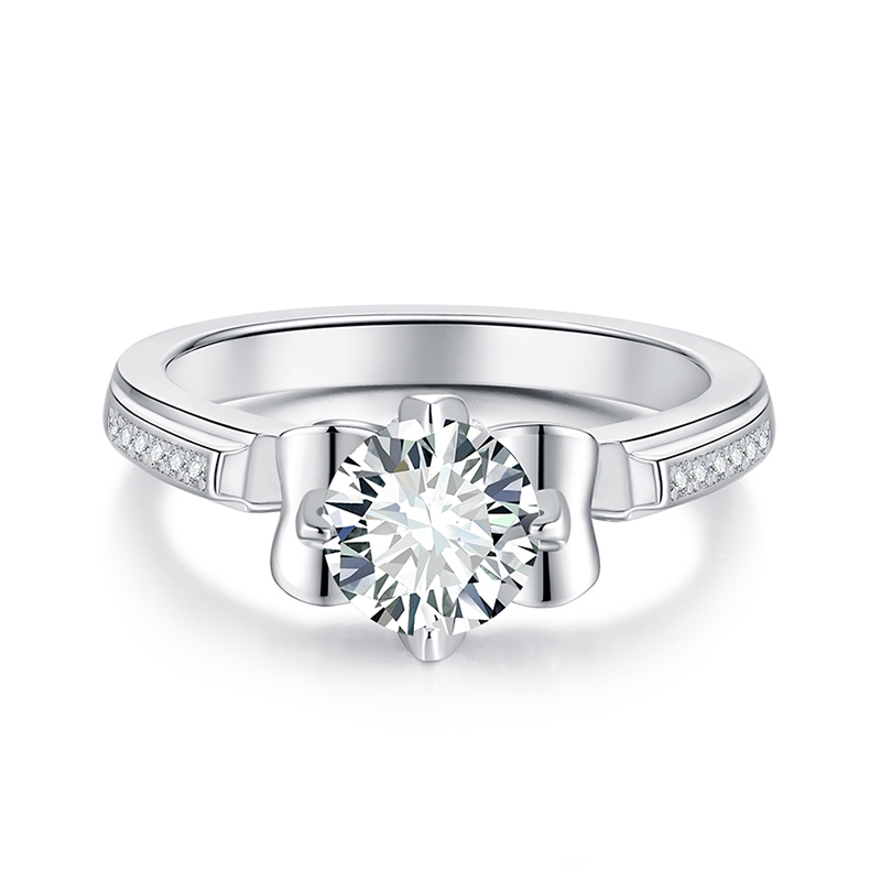 Sotiya Iris Round Cut Moissanite Engagement Ring Sterling Silver-Sotiya