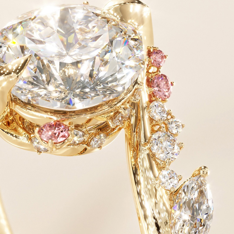 Sotiya Bypass Sidestones Round Cut Engagement Ring Sterling Silver-Sotiya