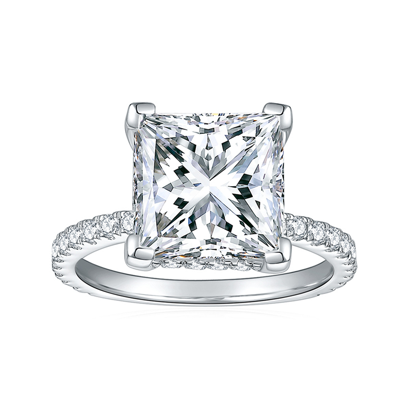 Sotiya Hidden Halo Princess Cut Moissanite Engagement Ring Sterling Silver-Sotiya