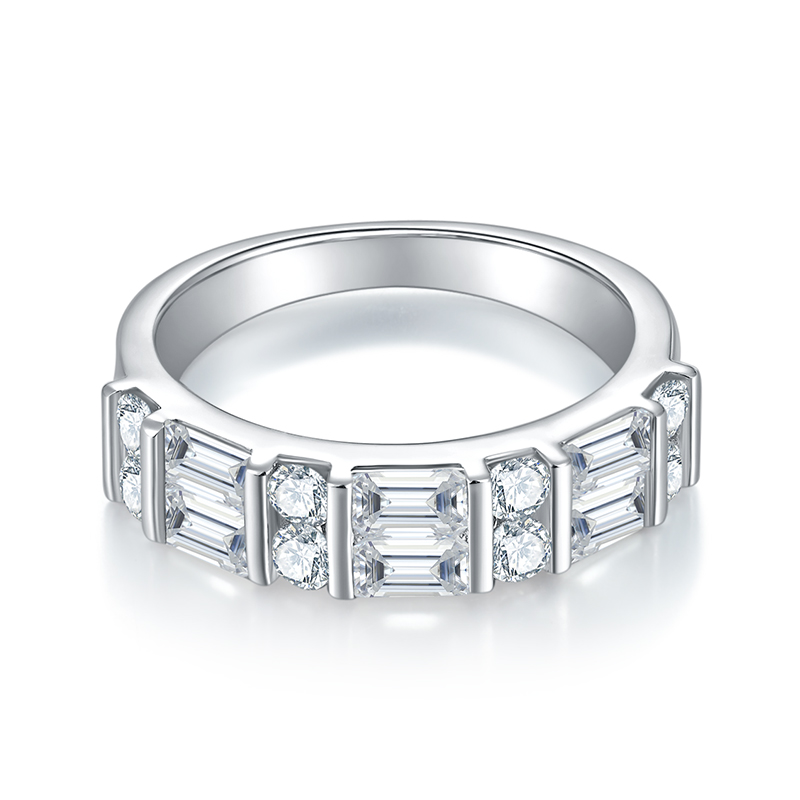 Sotiya Tension Set Moissanite Anniversary Ring Sterling Silver-Sotiya