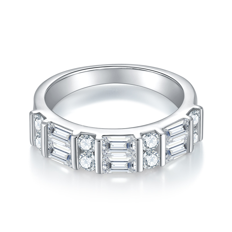 Sotiya Tension Set Moissanite Anniversary Ring Sterling Silver-Sotiya