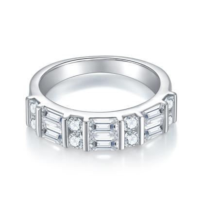 Sotiya Tension Set Moissanite Anniversary Ring Sterling Silver-Sotiya