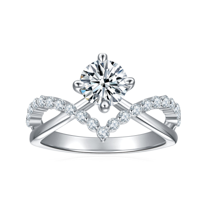 Sotiya Twist Shank Round Cut Moissanite Engagement Ring Sterling Silver-Sotiya