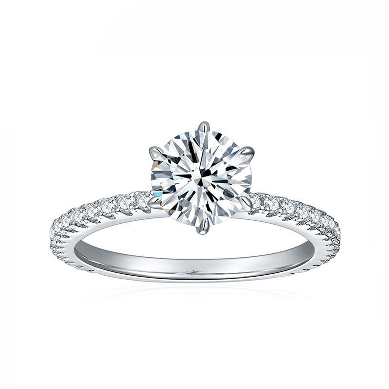 Sotiya 6 Prong Round Cut Moissanite Engagement Ring Sterling Silver-Sotiya