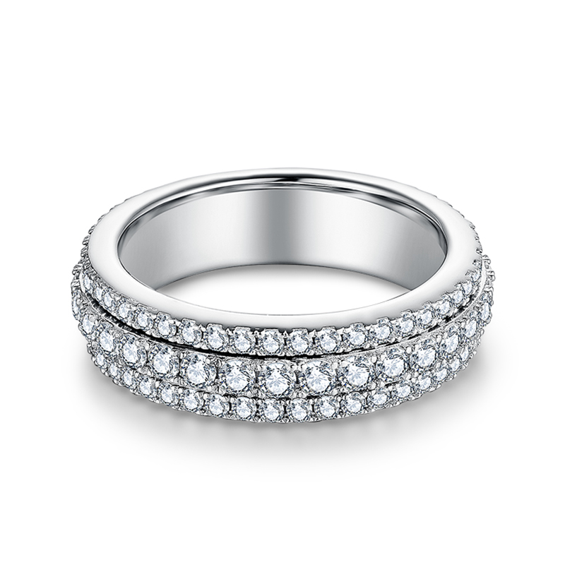 Sotiya Rotating Soothe Round Cut Moissanite Women's Wedding Ring Sterling Silver