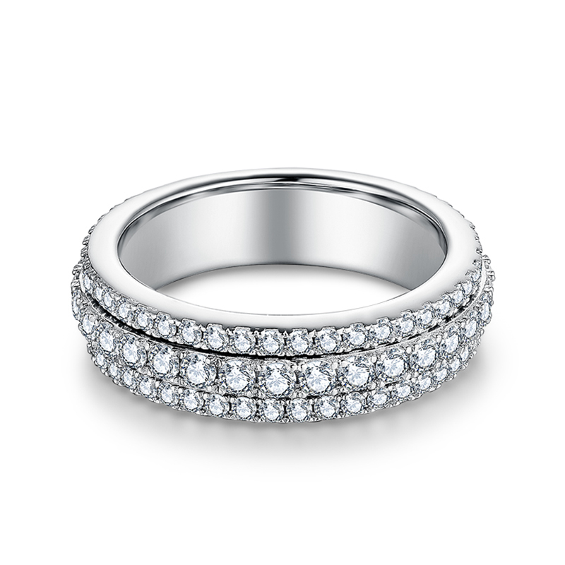 Sotiya Rotating Soothe Round Cut Moissanite Women's Wedding Ring Sterling Silver